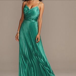 Green pleated dress